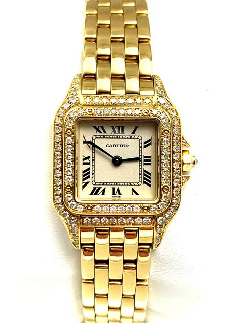 cartier watch gold and silver|cartier panthere gold diamond watch.